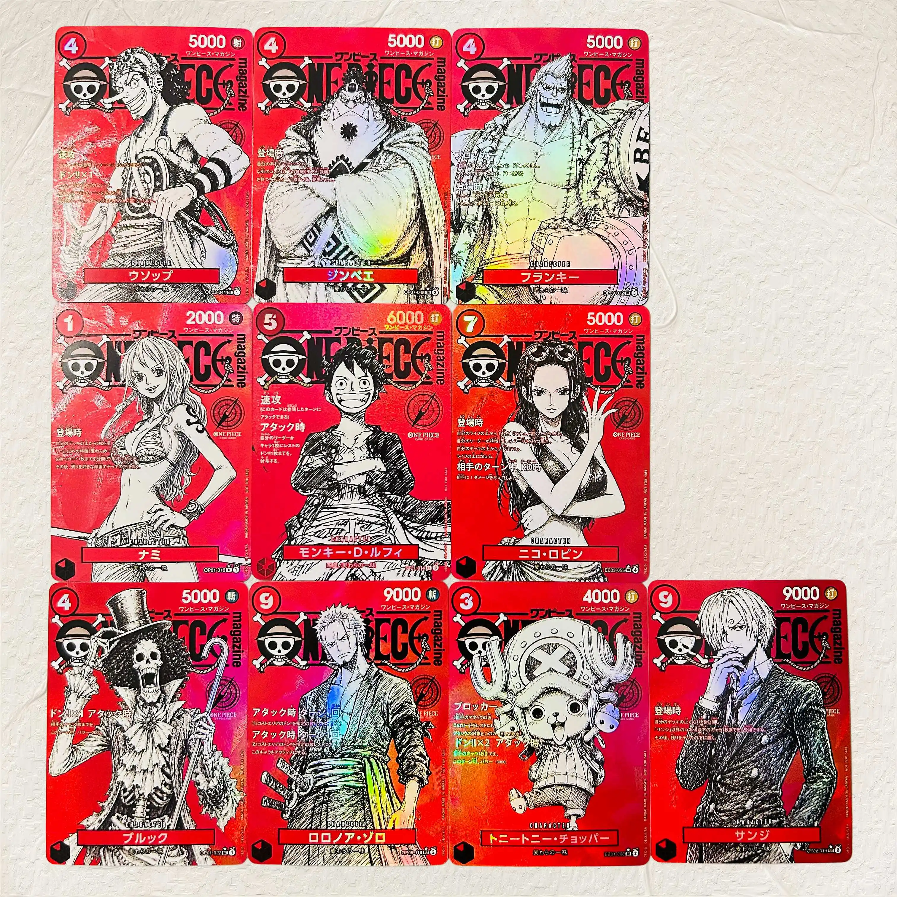One Piece (Usopp Nami Robin Franky Chopper) DIY 9Pcs Holographic Texture Cards Collectible Grade Classic Anime Collectible TCG