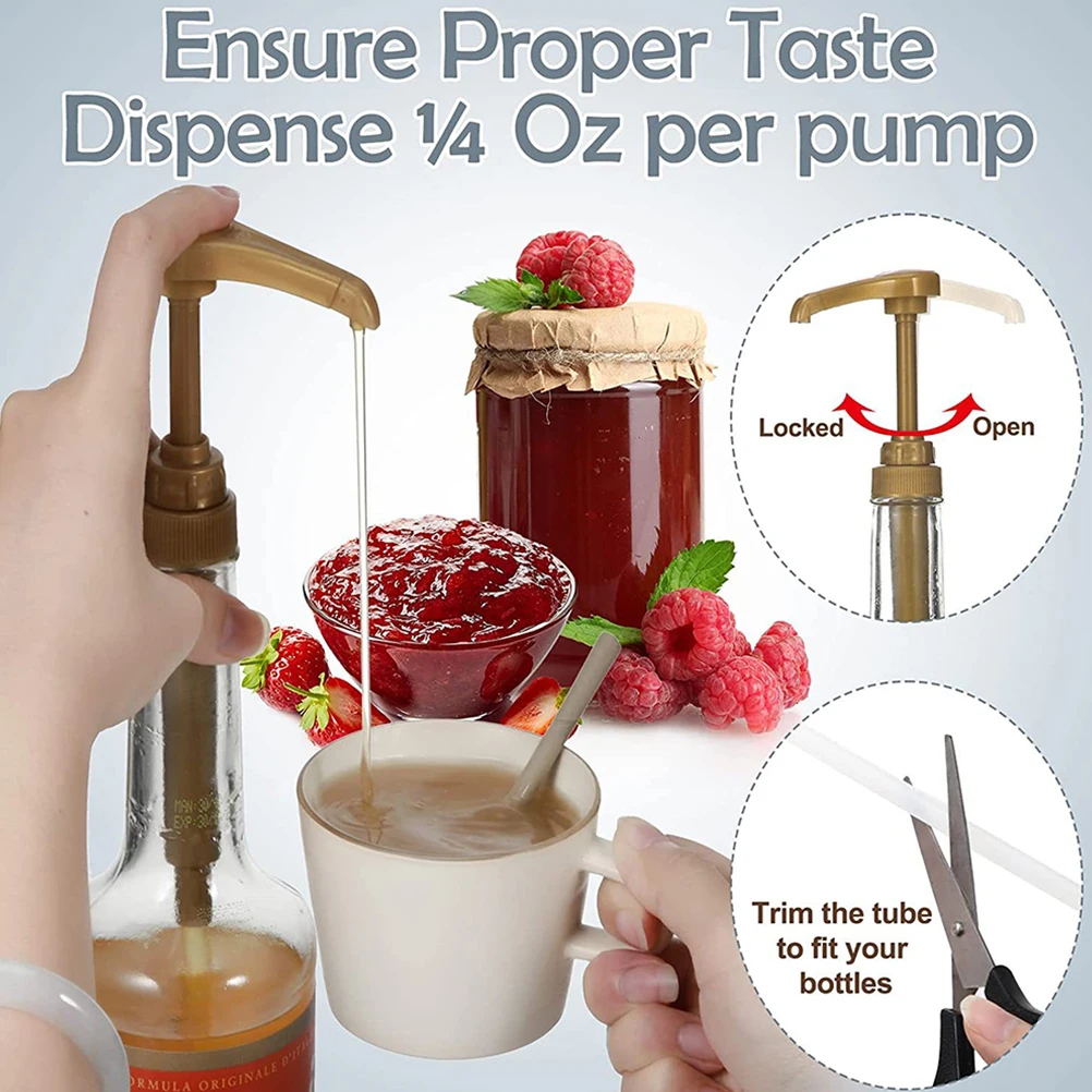 

5pcs 28 Pump Heads Yellow Coffee Bottle Dispenser Syrup Pumps For Coffee Bar Flavoring Premium Material Sugar Syrup Pumps