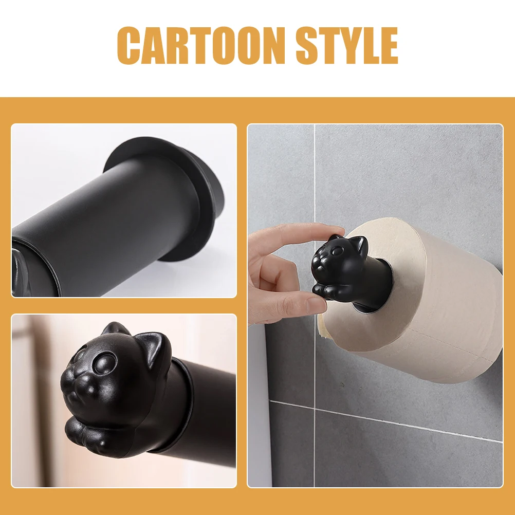 

Wall Mounted Toilet Holder Cat Design Animal Themed Rack For Bathroom Bedroom Hotel Plastic Cartoon Style Tissue Organizer
