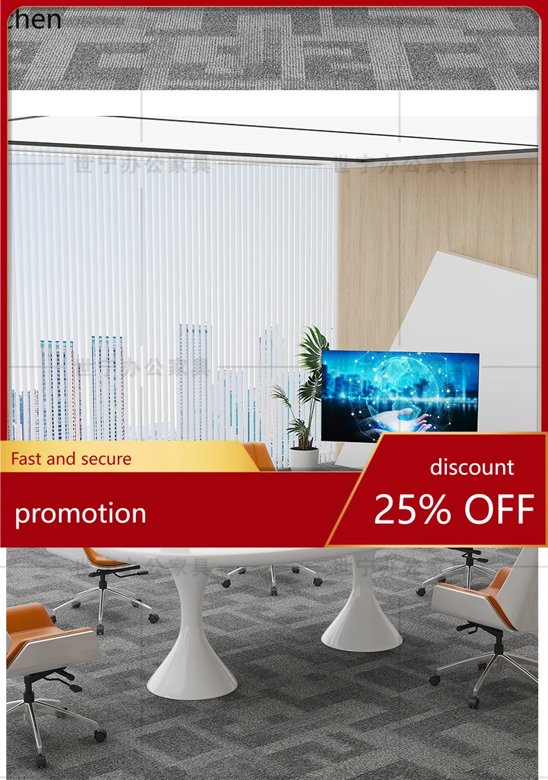 

ZML White Conference Long Table Lacquered Oval Discussion Table and Chair Set Training Table