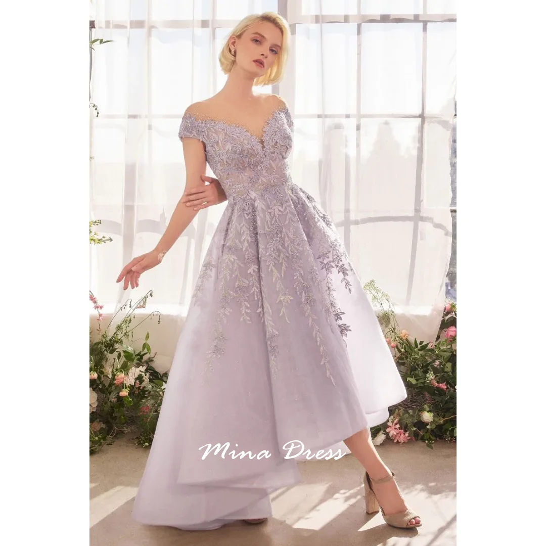 

Mina Embroidery Luxury Women Evening Dress Lace Luxurious Women's Evening Dresses for Special Occasions Customized Short Sleeve