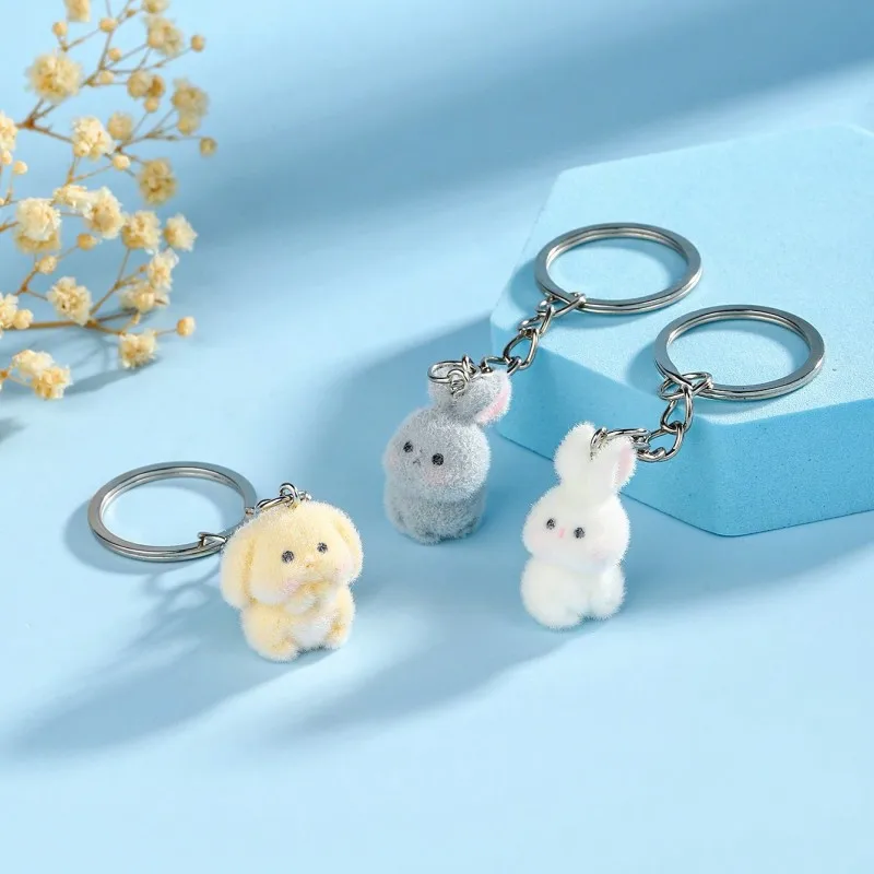 3PCS Plush resin three-dimensional rabbit dog silly doll keychain phone case DIY earring material view 6
