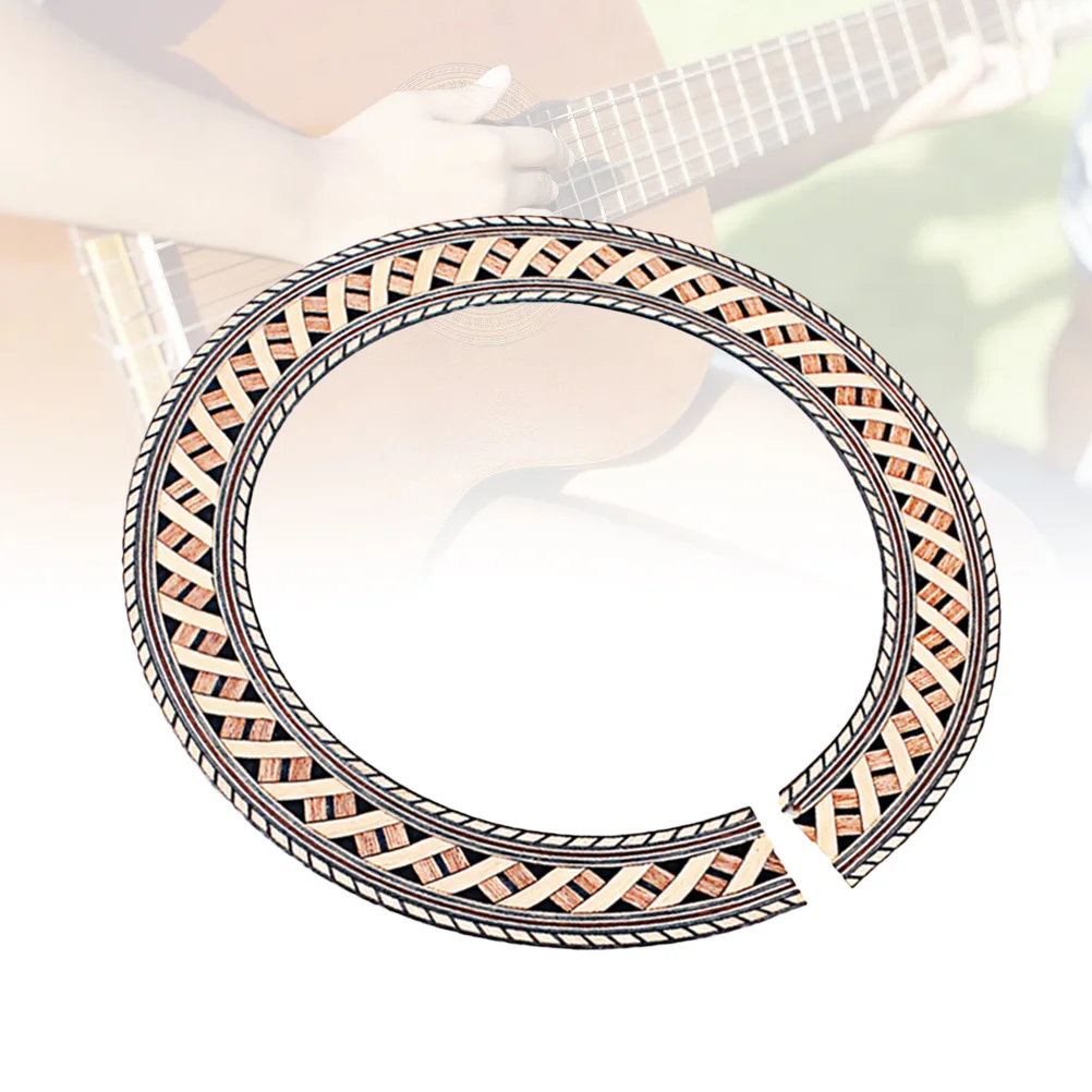 

Wood Guitar Rosette Curved Strips 93mm Sound Hole Inlay Decal for Electric Guitar Bass No Damage Sound Hole Decal