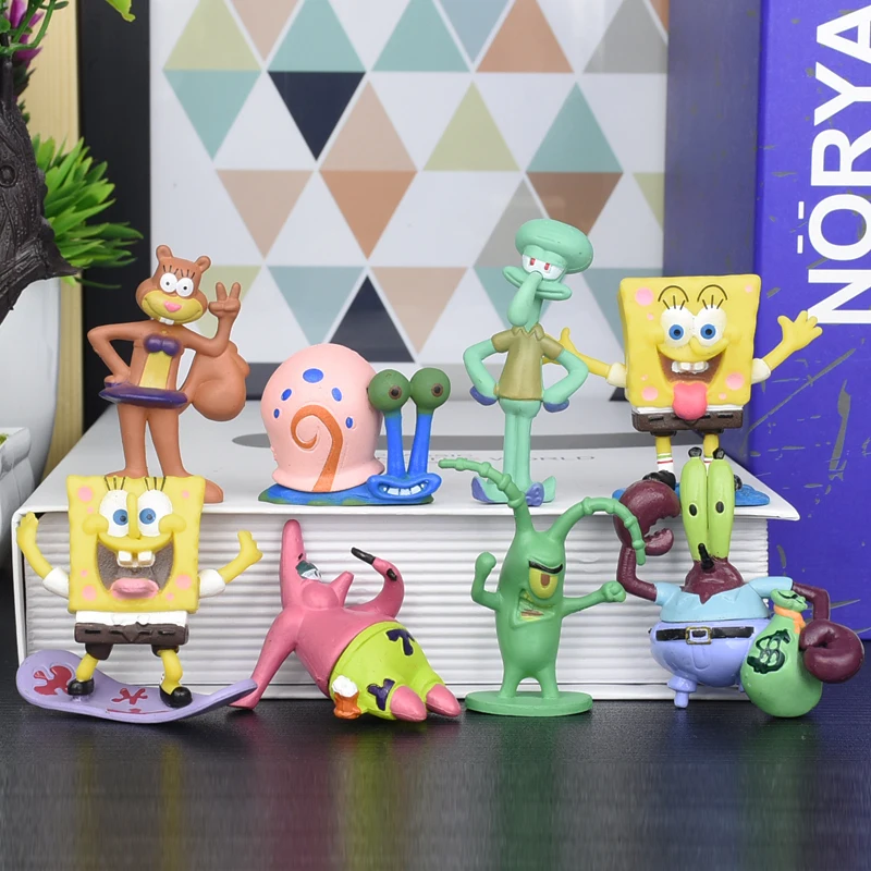 Sponges Bobs Anime Cartoon Toys Model Decoration Sponges Bobs Figurine Collection For Kids  Children Birthday Gift