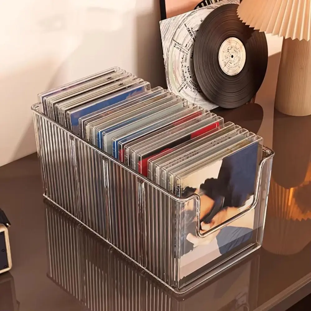 Detachable Divider Vinyl Record Display Boxes Spacious 4 Compartment Clear DVD Holder Non-slip Easy To Clean CD Album Organizer