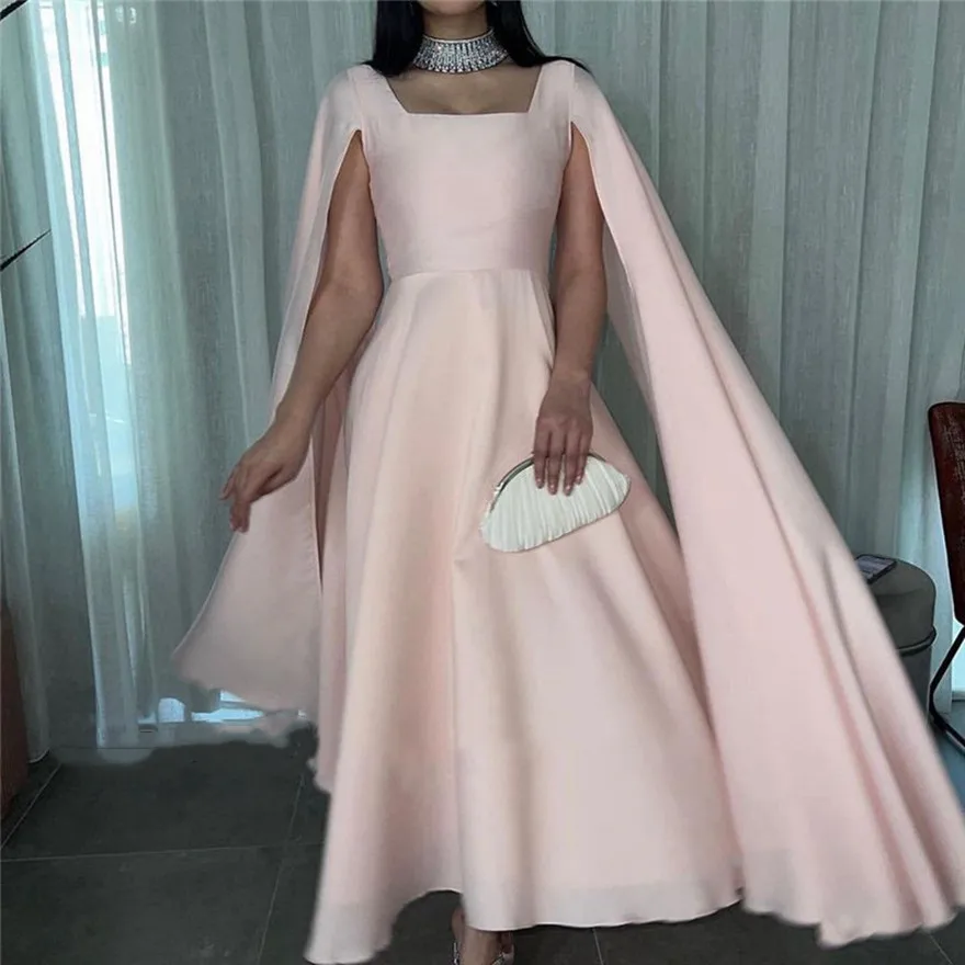 Vestidos de fiesta con cuello cuadrado personalizados, vestidos de novia cortos hasta el té de Dubái para fiesta de cóctel con mangas aleteadas, regreso a casa 2023