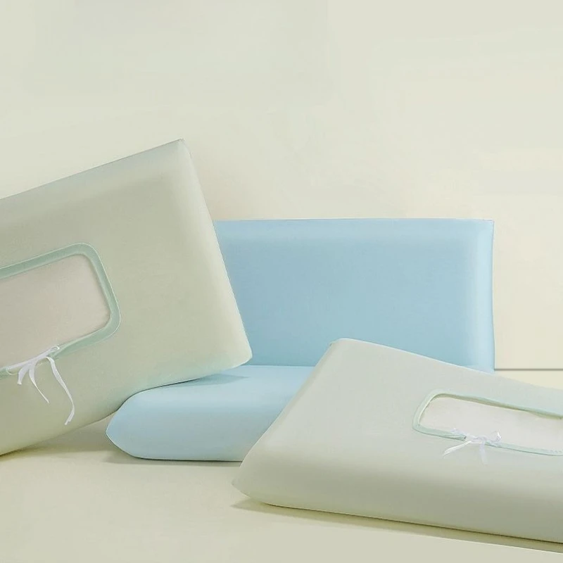 Universal Stretch Fit Ice Silk Pillowcase with Elastic Bands Cooling Pillow Covers for Memory Foam Pillow No Pillow Core view 5