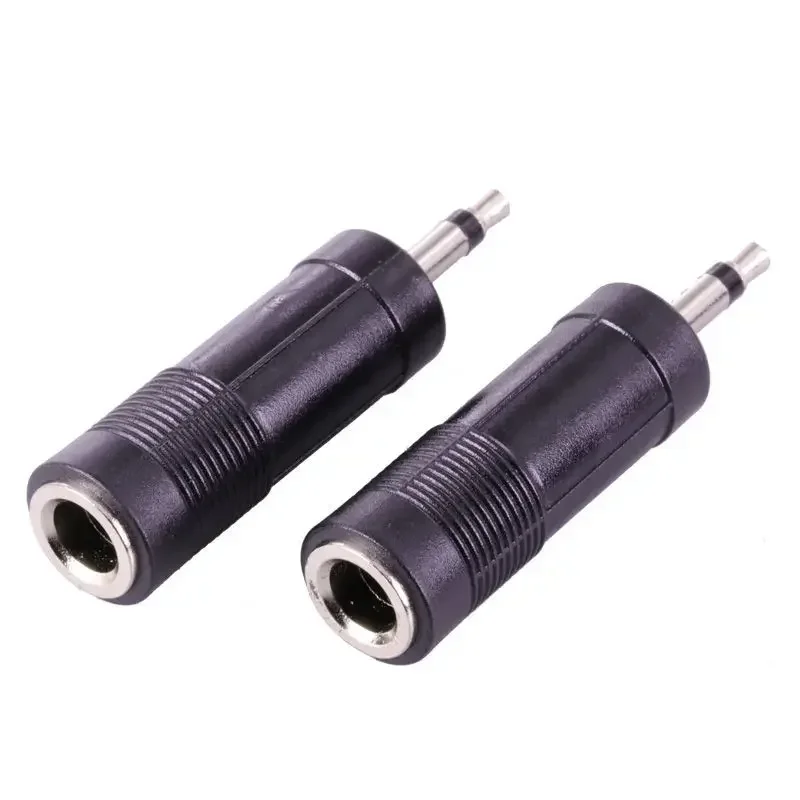 3Pcs  Jack 6.35 To Plug 3.5 Adapter Nickle Speaker Plug 3.5mm  MONO Plug High Quality Plastic Audio Connector