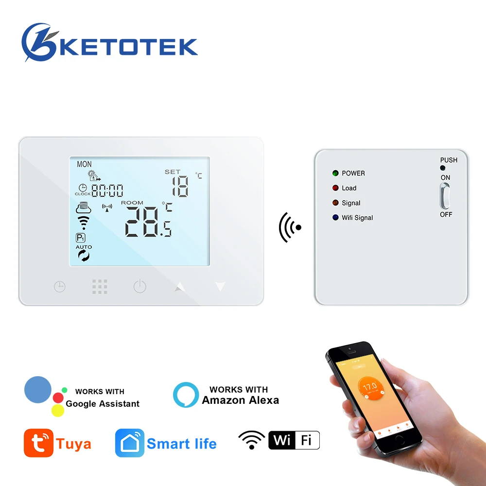 Tuya Wifi Smart Temperature Controller RF Wireless Thermostat Digital Programable Remote Control For Gas Boiler Water Heating