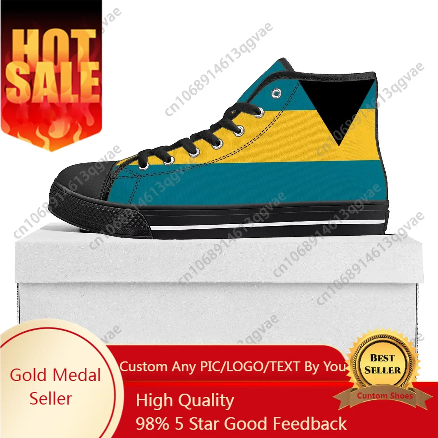 

Bahamian Flag High Top Sneakers Mens Womens Canvas Sneaker Bahamas Casual Couple Shoes Custom Shoe