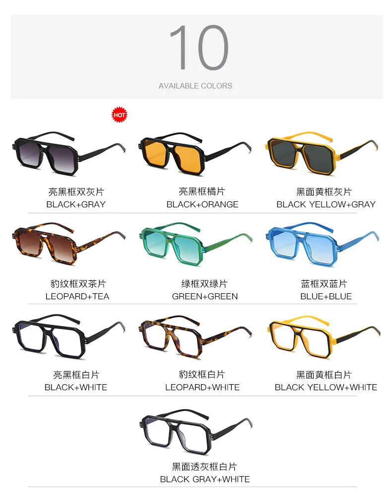Neue Vintage Quadratische Sonnenbrille für Damen und Herren Marken-Rechteck-Sonnenbrille Ovale Brillen für Männer und Frauen – Detail 12