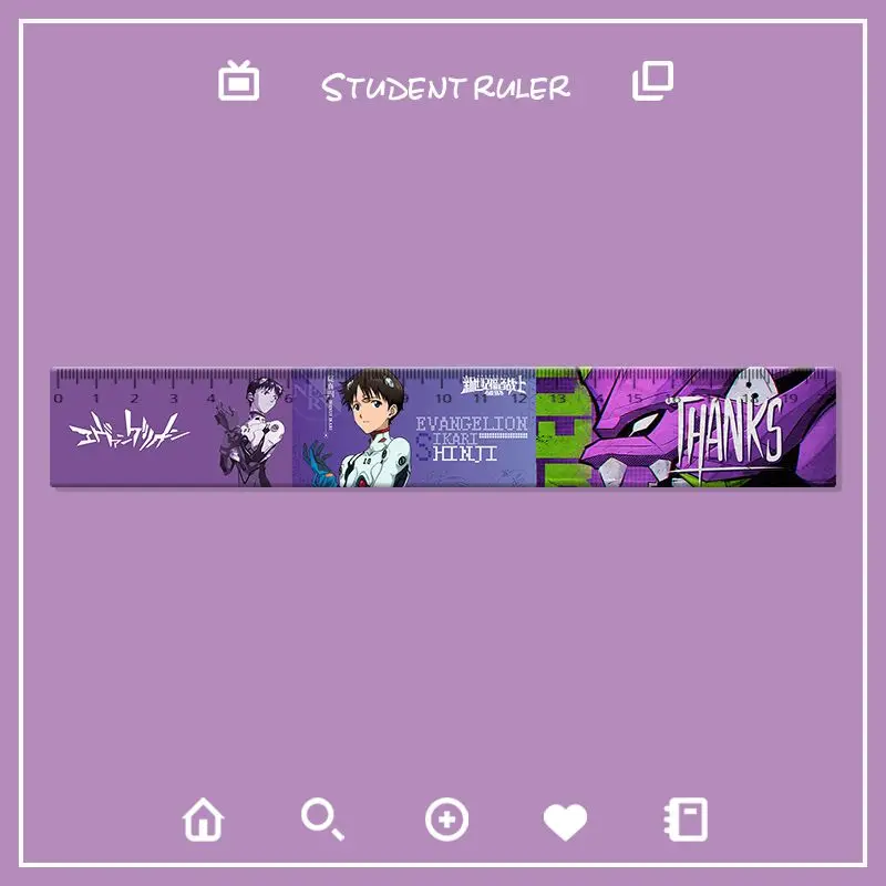 20cm EVANGELION Straight Ruler Anime Student Plastic Straightedge School Stationery Office Supplies Drawing Tool Kids Prize Gift