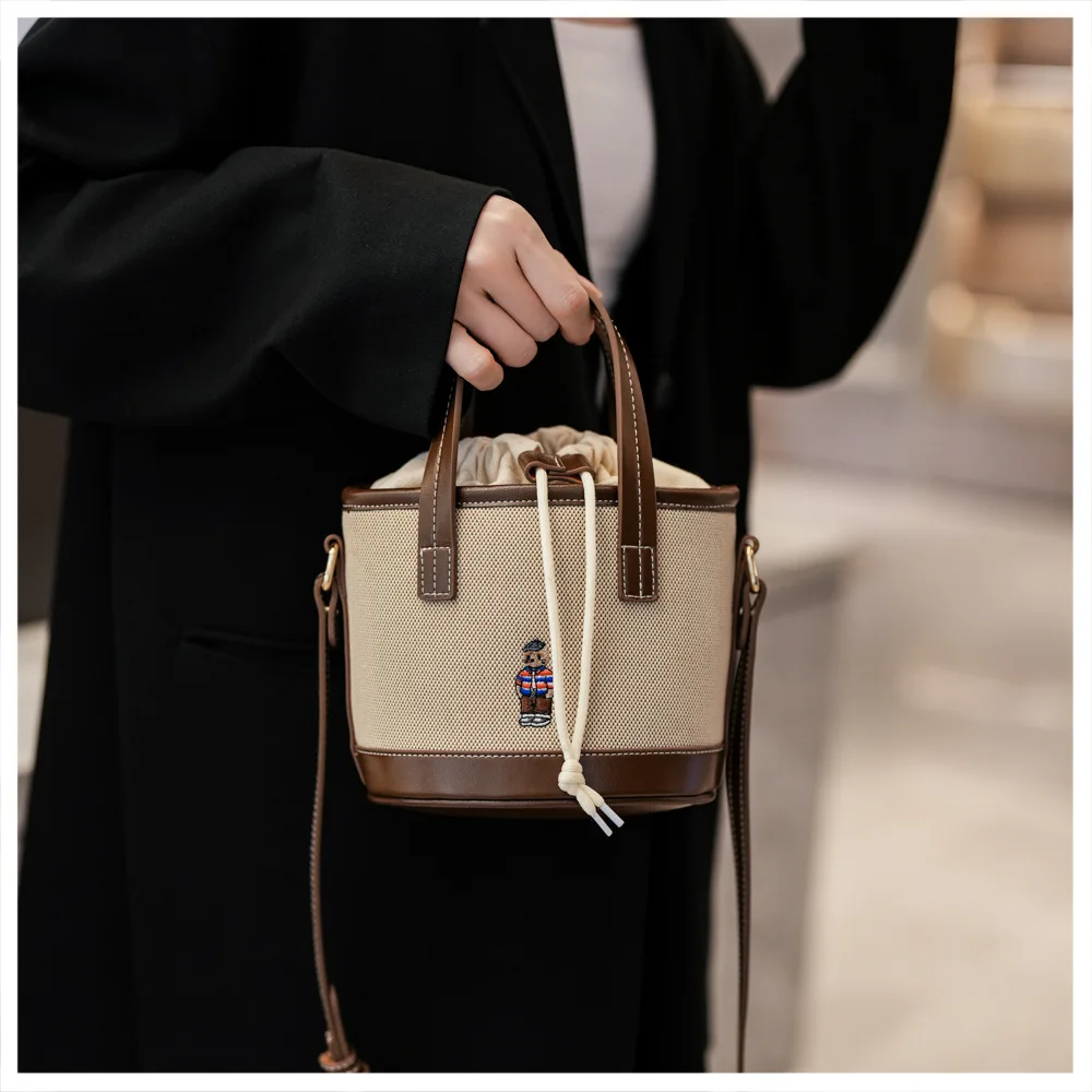 

2025 New Canvas Bucket Bag - Stylish Crossbody/Shoulder Purse, Lightweight Reusable Tote with Adjustable Strap