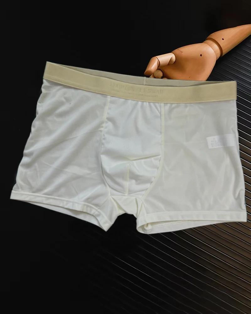 4pcs Luxury Summer Smooth Cool Satin-like Men's Boxer Shorts Underpants Breathable Crotch Male Underwear Panties Boxer Brifes image 5