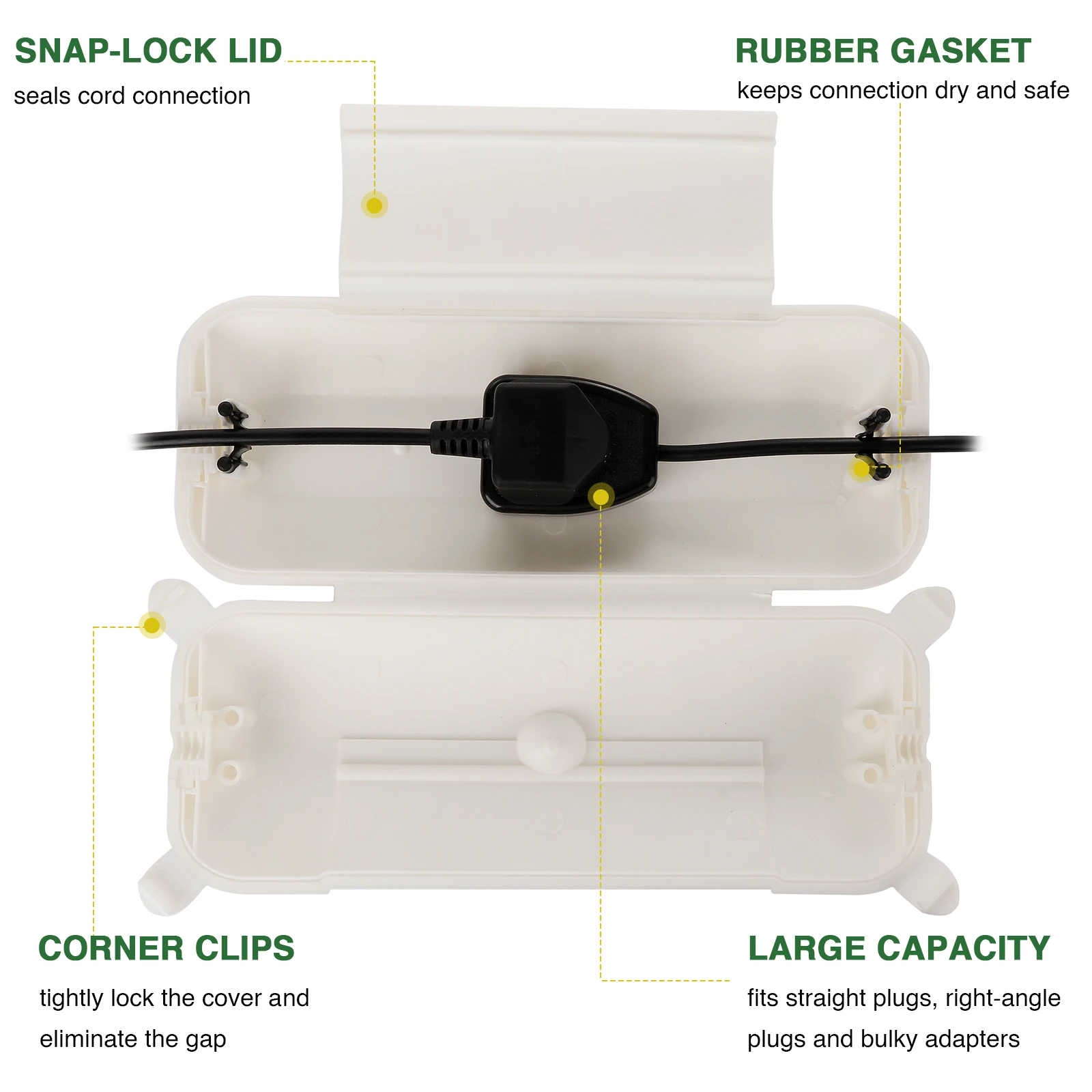 2 PCS Weatherproof Electrical Connection Box Outdoor Extension Cord Cover with Waterproof Seal Home Accessories For Outdoor Plug