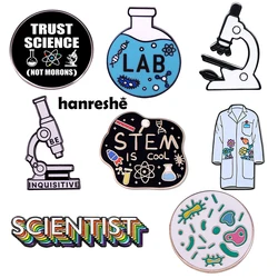 Hanreshe Science Lab Pins Set Microscope Flask Scientist Brooches Wholesale Funny Backpack Lapel Bag Badges Jewelry Gifts