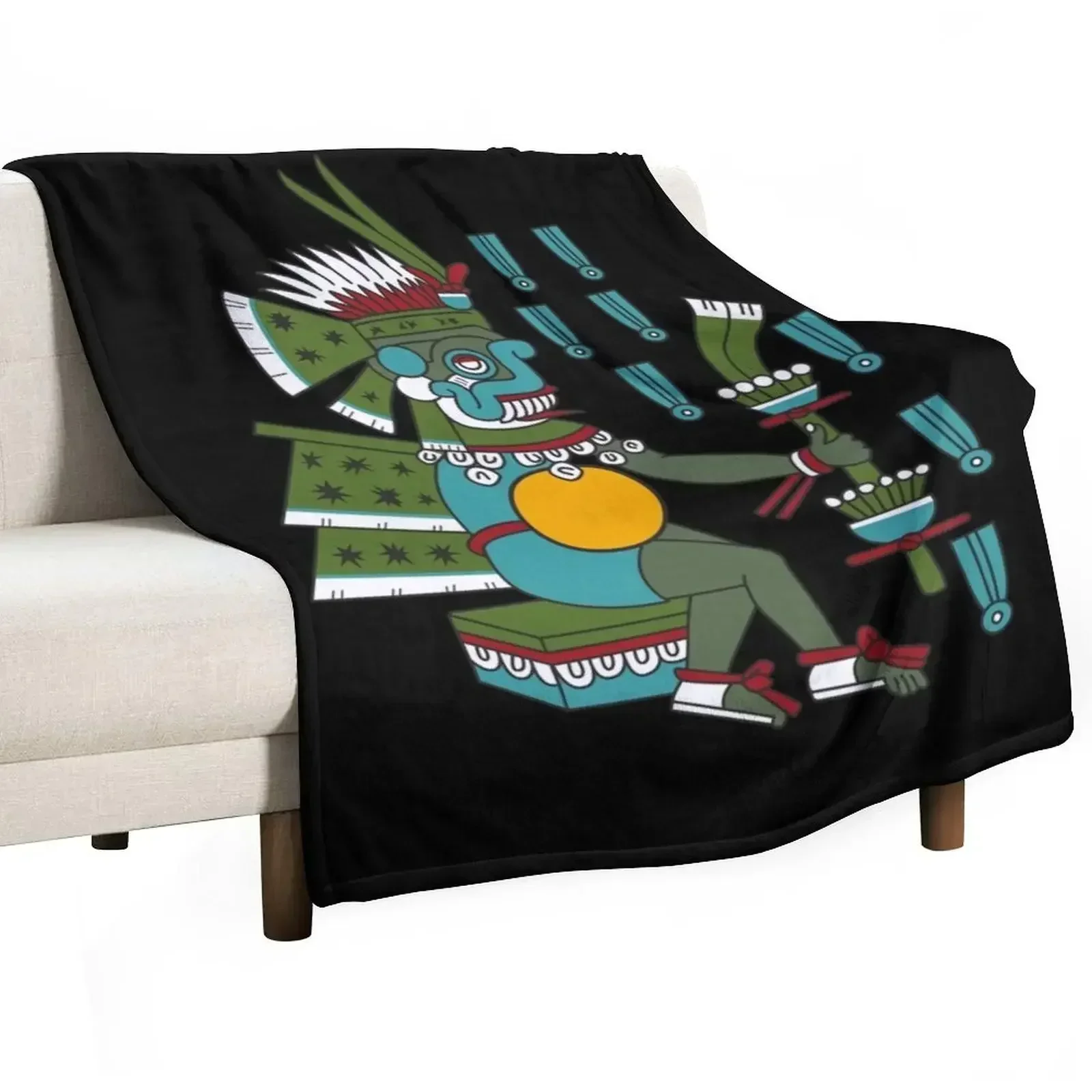 

Aztec Deity Tlaloc , God of the Rain, Thunder, Earthquakes, Codex Magliabechiano. Throw Blanket Sofa Quilt Custom Blankets