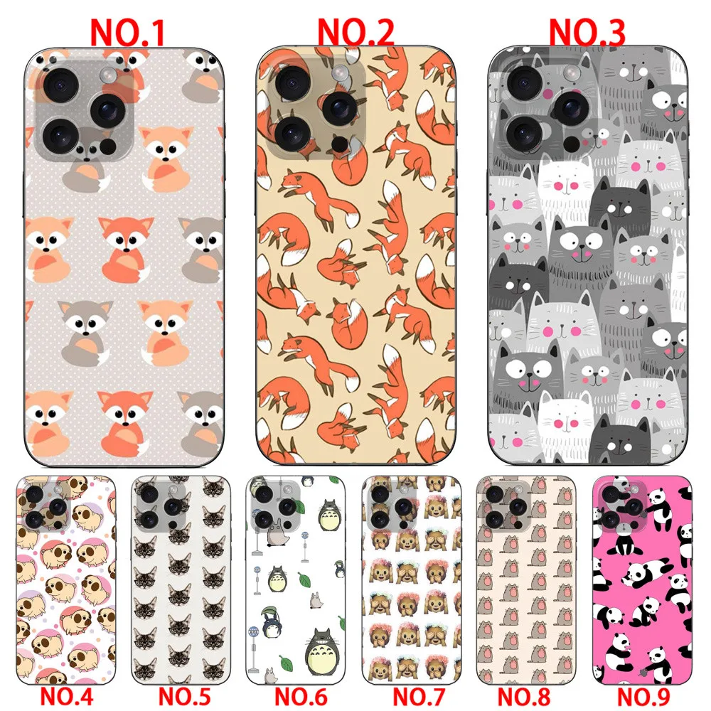 Cartoon Cute Multiple Animals  Dogs Foxes Pandas Monkeys Cats casing  for iPhone 6 6 Plus 7 8 SE 2020 SE 2022 7 8 Plus X XS XR
