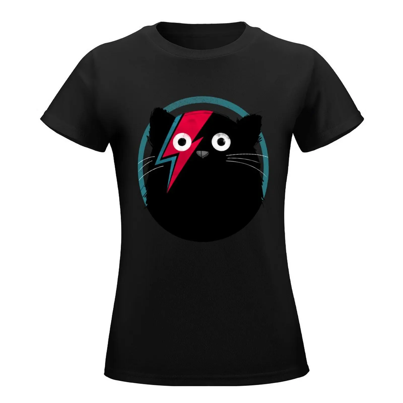 Cat Bowie T-Shirt summer tops korean fashion funny Aesthetic clothing white t-shirt dress for Women sexy