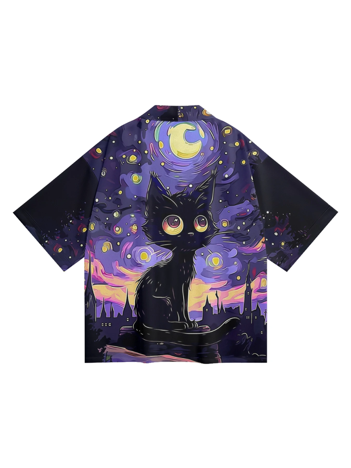 Classic Versatile Model Deep Hollow Kitten Oil Painting Feather Woven Men's Country Fashion Design Casual Dojo Kimono Mens Tops