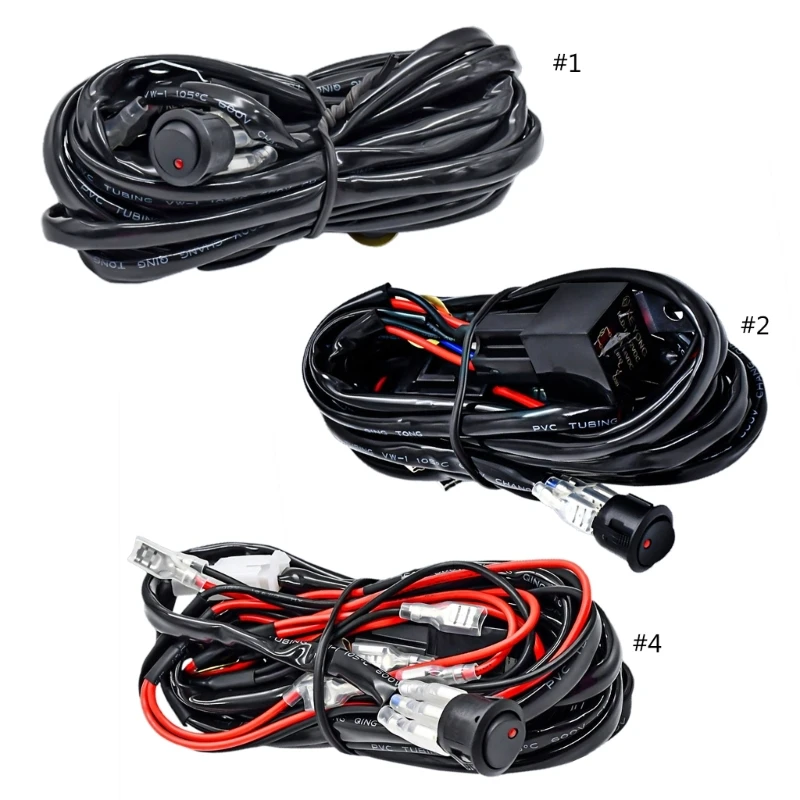 Motorcycle Fog Light Wiring Harness LED Lamp Headlamp Relays Wire Spotlight Cable with 2 Plugs Power up to 300W