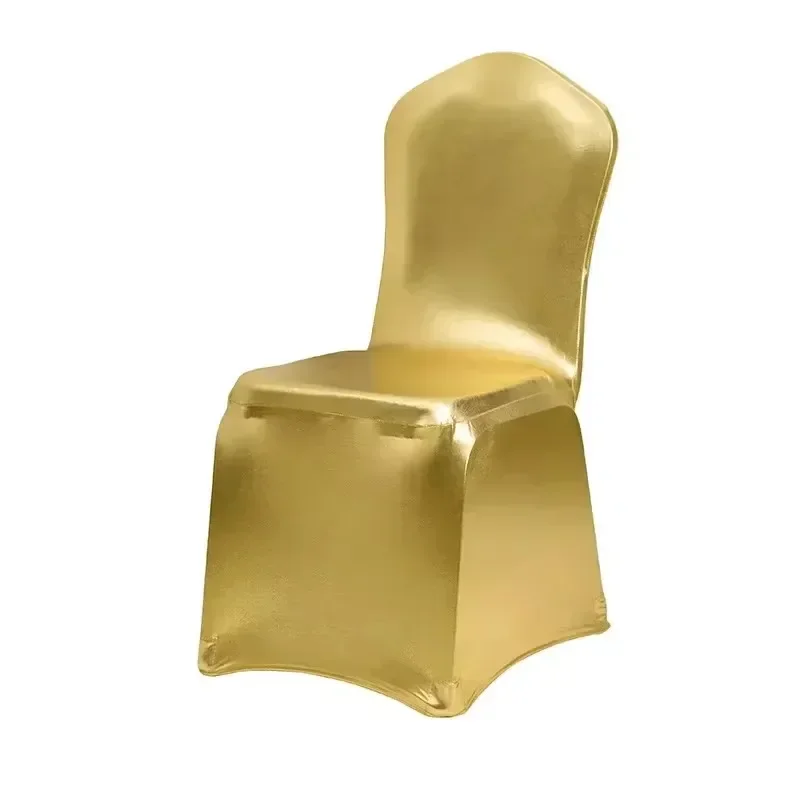 5/10/50/100pcs Leg wrapped Spandex Shiny Gold Chair Cover Wedding Decoration Hotel Banquet Party Events Seat Protector Covers