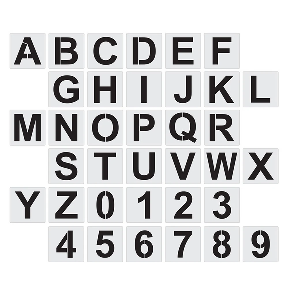 

36pcs Literacy Template Reusable Stencils Painting Letters Numbers Crafts Supplies Pet Material Waterproof Easy Kids DIY