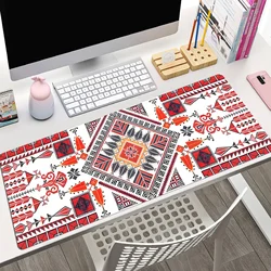 Geometric Pattern Extended Mouse Pad 80 x 30cm Non-Slip Stitched Edges Suitable for Gaming, Desktop, Abstract Use Polyester Rubb