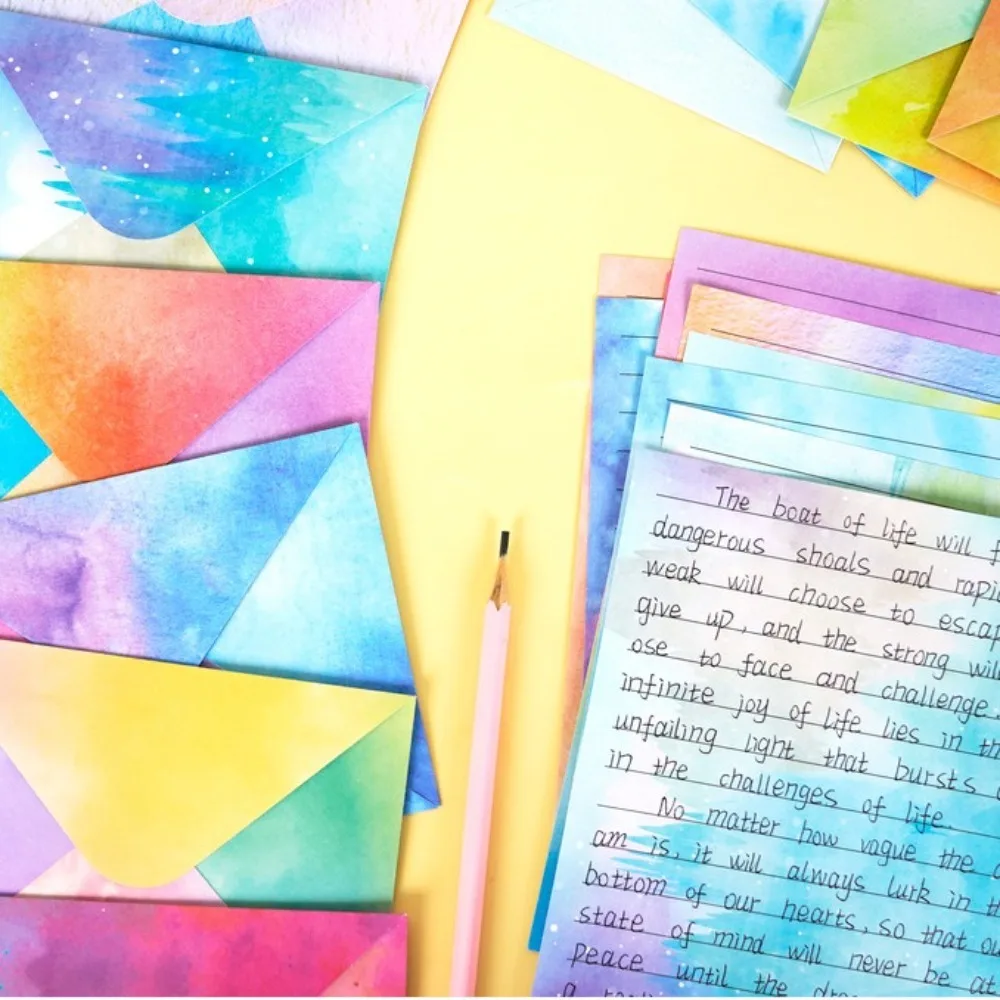 

160pcs Watercolor Letter Paper and Envelope Set Invitation Card DIY Postcards Stationery Writing Paper Artistic Design Vintage