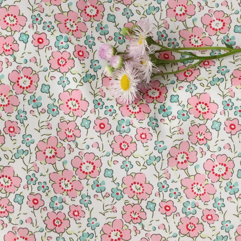 

Small Pink Floral 100% Cotton 80S Like Liberty Fabric Digital Printing For Sewing Cloth Dresses Skirt Kids Designer Poplin