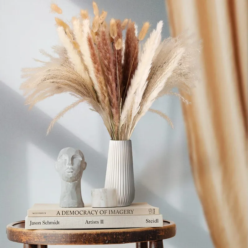 

Dry Pampas Grass 80pcs Natural Dried Pampas Grass - Fluffy Pompas Boho Home Style Decor Wedding Floral Arrangement Boho Decor