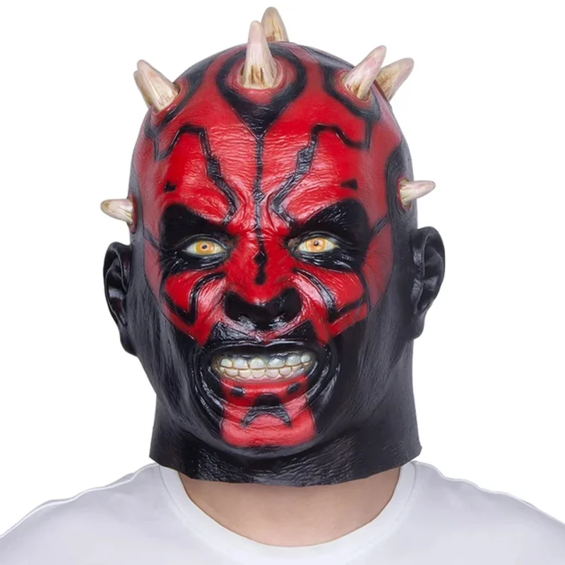 Maschera spaventosa Darth Maul Movie Character Latex Full Head copricapo Halloween Cosplay Party Costume puntelli