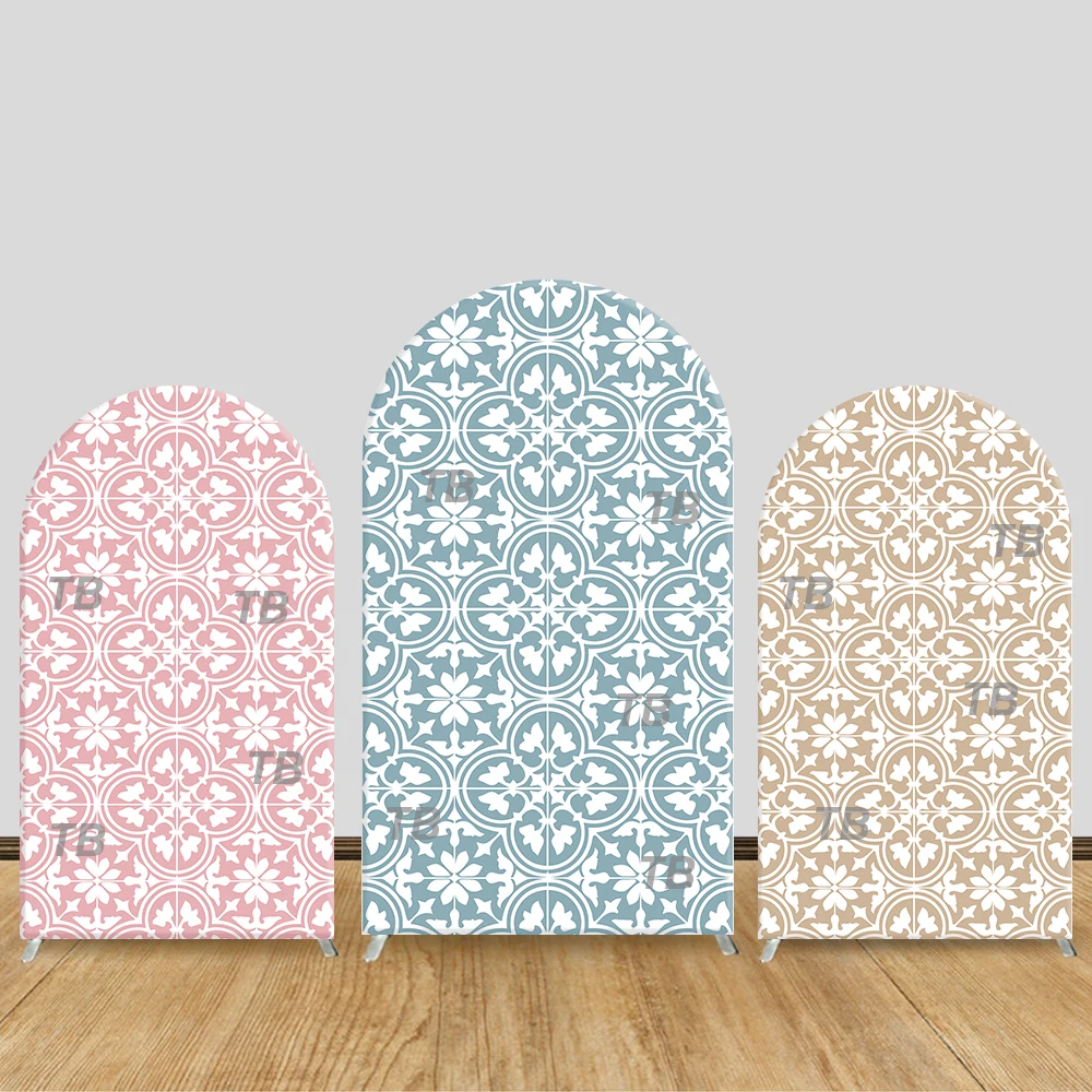 

Vintage Floral Tile Pattern Arch Backdrop Cover Pastel Color Theme Party Decor Photo Booth Background Wedding/Event Decoration