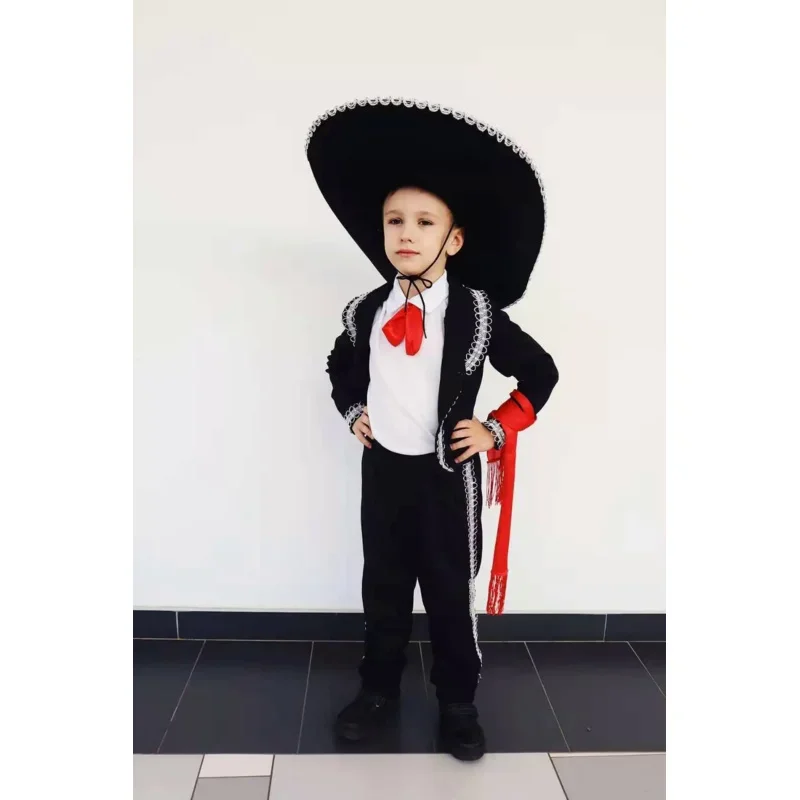 2025 novo méxico músico mariachi amigo traje anime coco ernesto de la cruz cosplay uniforme criança menino purim fantasia vestido w abc