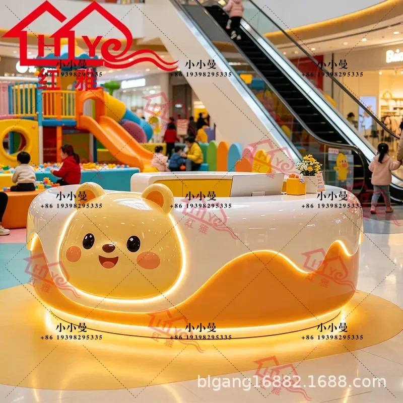 FRP Cartoon Kindergarten Front Desk Children Fun Reception Counter for Training Institution Paradise Theme Design Durable