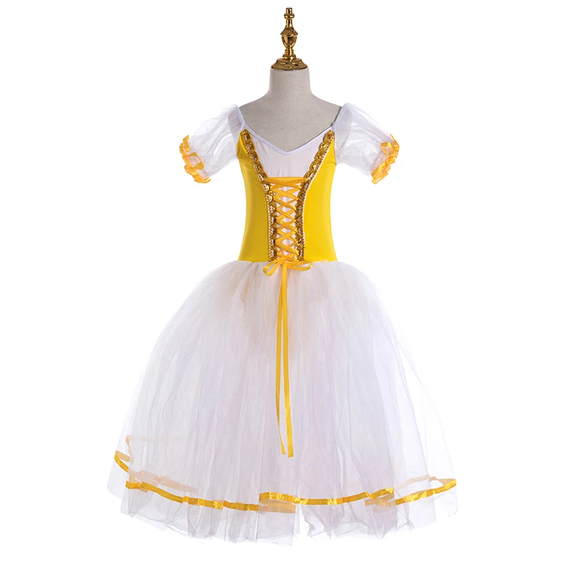 2022 New yellow Ballet Skirt Costume For Children Girls Sling Dance Long Dress Dance Skirt Velvet Tops