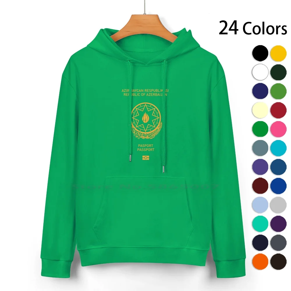 Azerbaijan Passport Pure Cotton Hoodie Sweater 24 Colors Azerbaijani People Azerbaijani Passport Azerbaijan Flag Manat