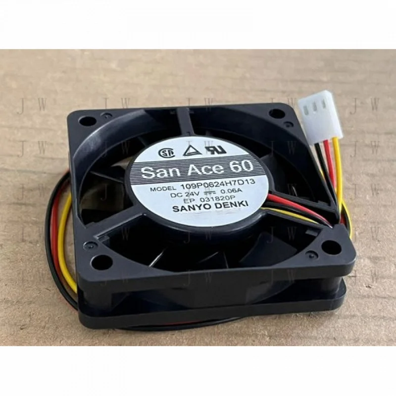 DDJ  1pcs FOR SANYO 109P0624H7D13 Axial fan DC24V 0.06A 1.44W 6CM 3pin