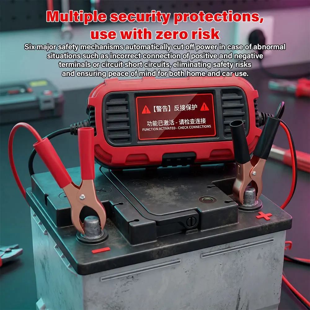 12V 2A Digitales Blei-Säure-Batterieladegerät für Auto, Motorrad, Roller, Speicherbatterie-Wartung und -Aufladung