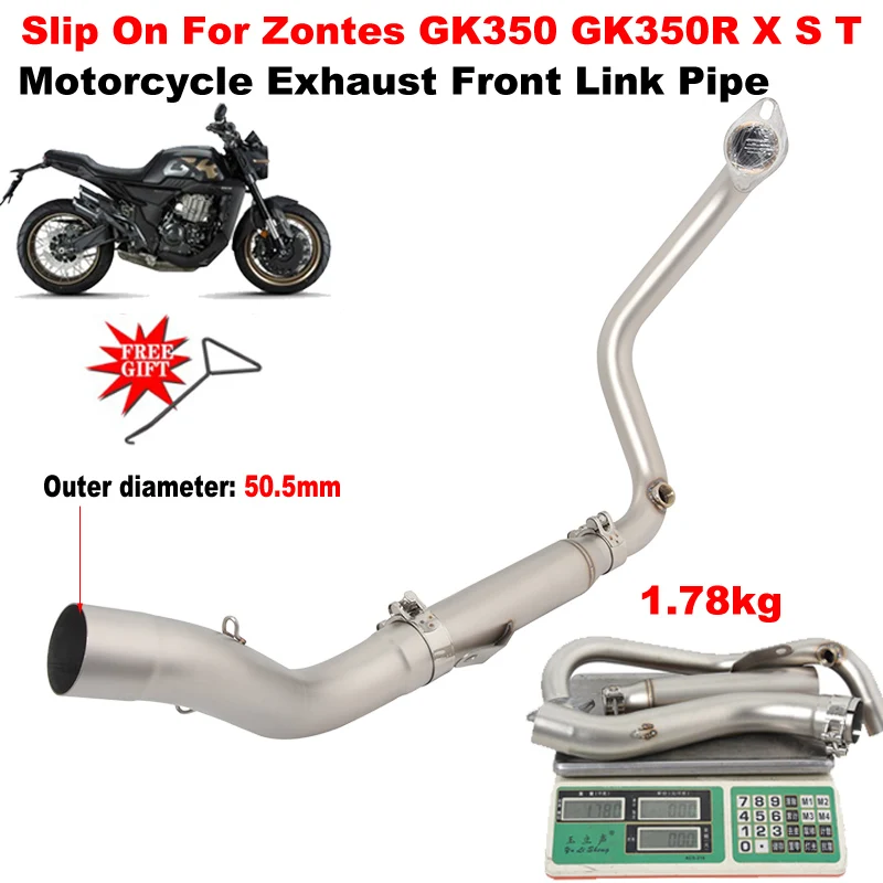 Motorcycle Exhaust Escape Moto Full System Slip On For Zontes GK350 GK350R GK 350 R X S T Front Middle Link Pipe 51mm Tube