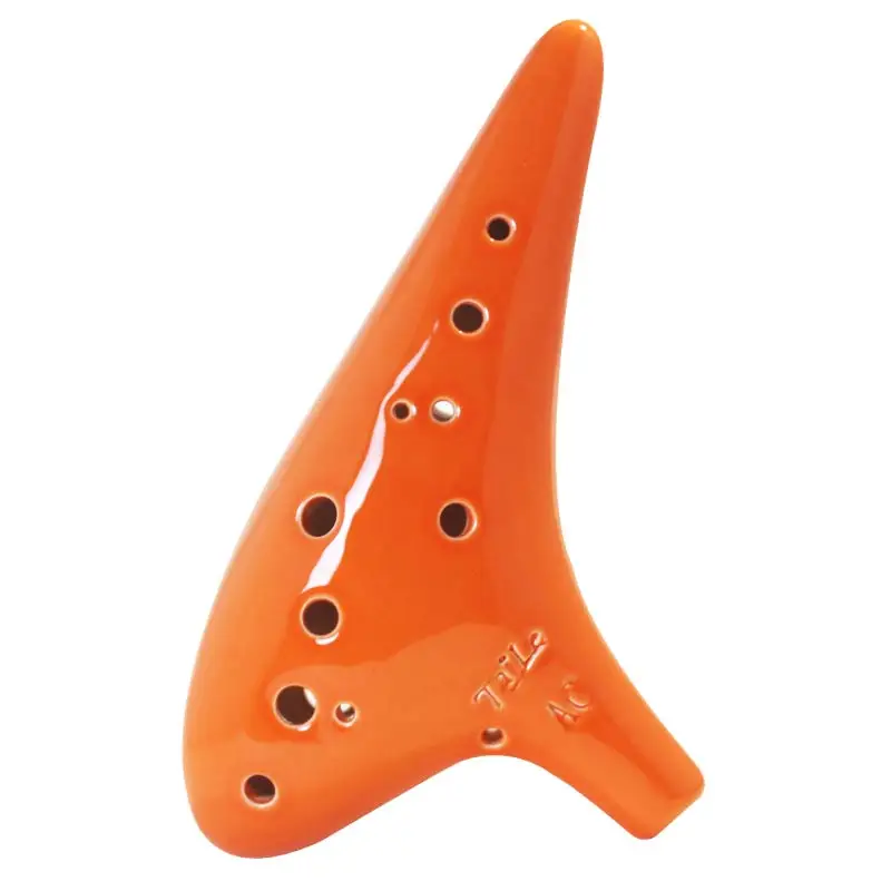 

12-отверстная теноровая окарина C с оранжевой глазурью