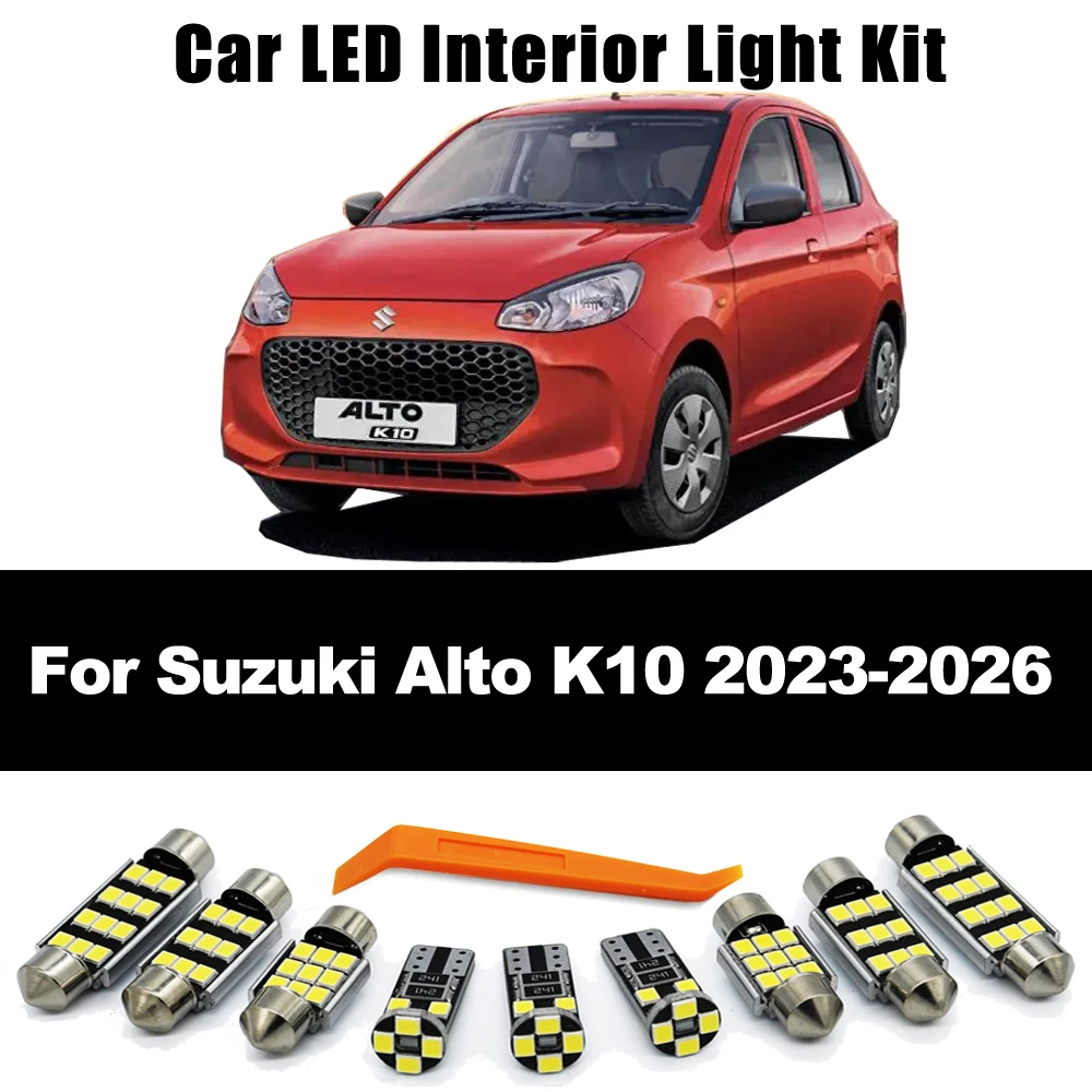 

ZITWO 7Pcs For Suzuki Alto K10 2023 2024 2025 2026 LED Interior Map Dome Reading Trunk Light License Plate Lamp Car Accessories