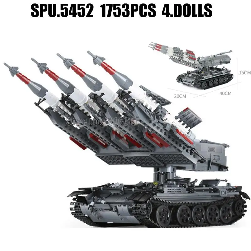 Xb06004 1753pcs Military The Sa-3 Missile T55 Tank Army Weapon Boy Building Block Toy