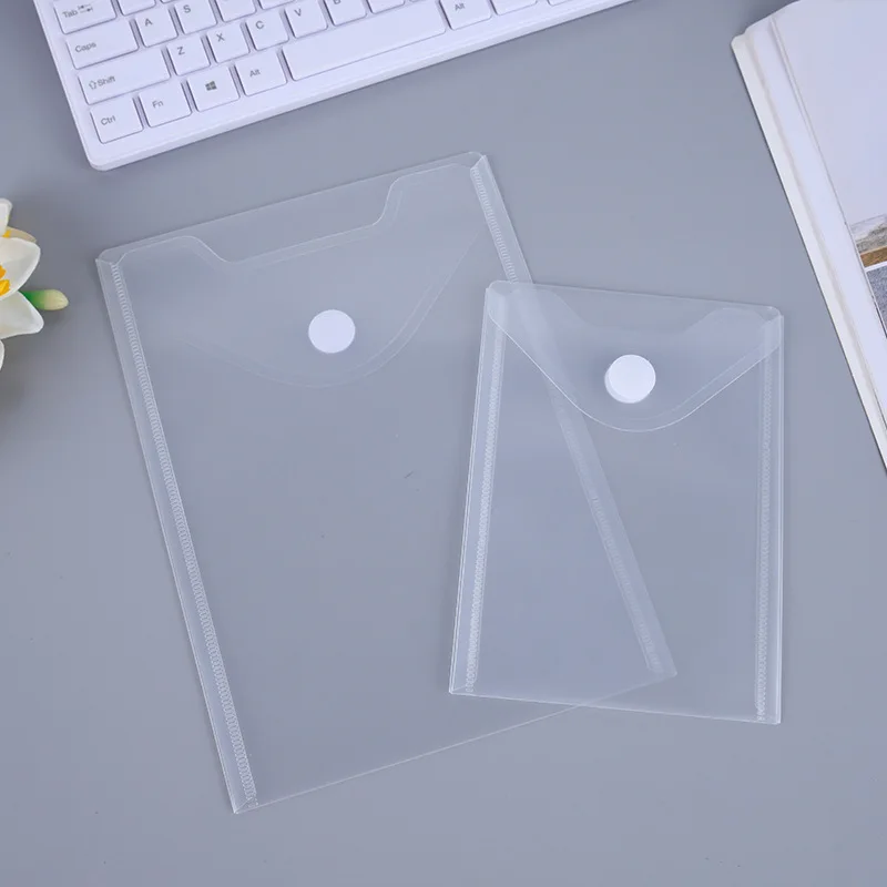 

New A5 A7 Vertical Clear Letter Sized Plastic Envelopes Document File Storage Holder 10 Pack Hook Loop Closure,for school office