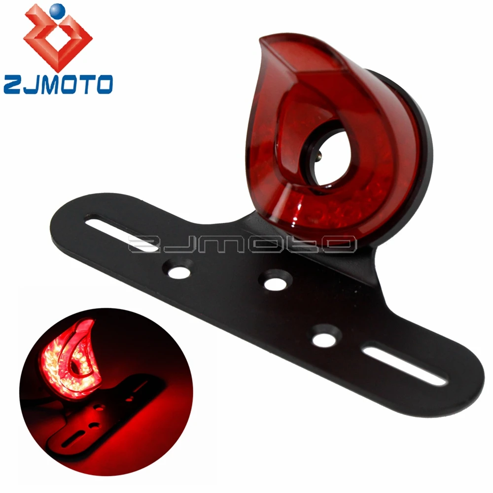 E11 Motorbikes LED Brake Tail Retro light W/License Plate Bracket For Bobber Chopper Custom ATV Scooter Cafe Racer Rear Lamp 12V