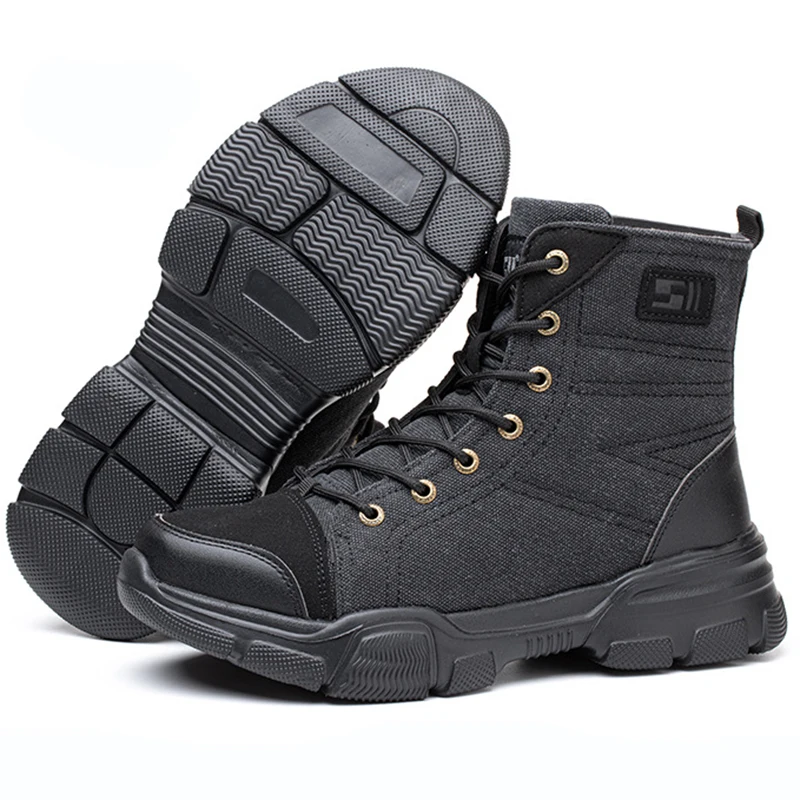 HKAZ Combat Boot Men Women Boots Work Boots Anti-smashing Steel Toe Cap Hiking Shoes Indestructible Safety Shoes Work Shoes F611