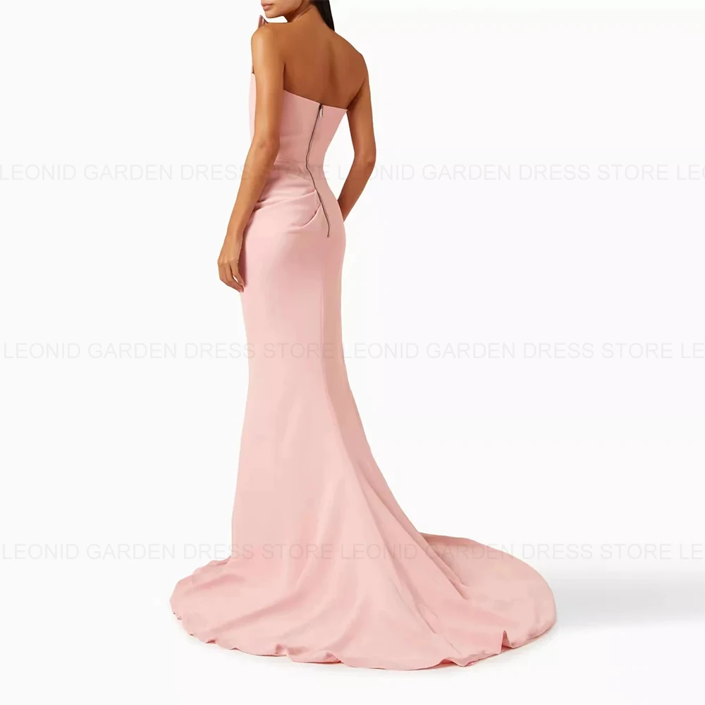 LEONID Saudi Arabia Pink Women Prom Dresses 2024 New Mermaid Strapless Evening Dresses Long Pleated Party Formal Occasion Gowns