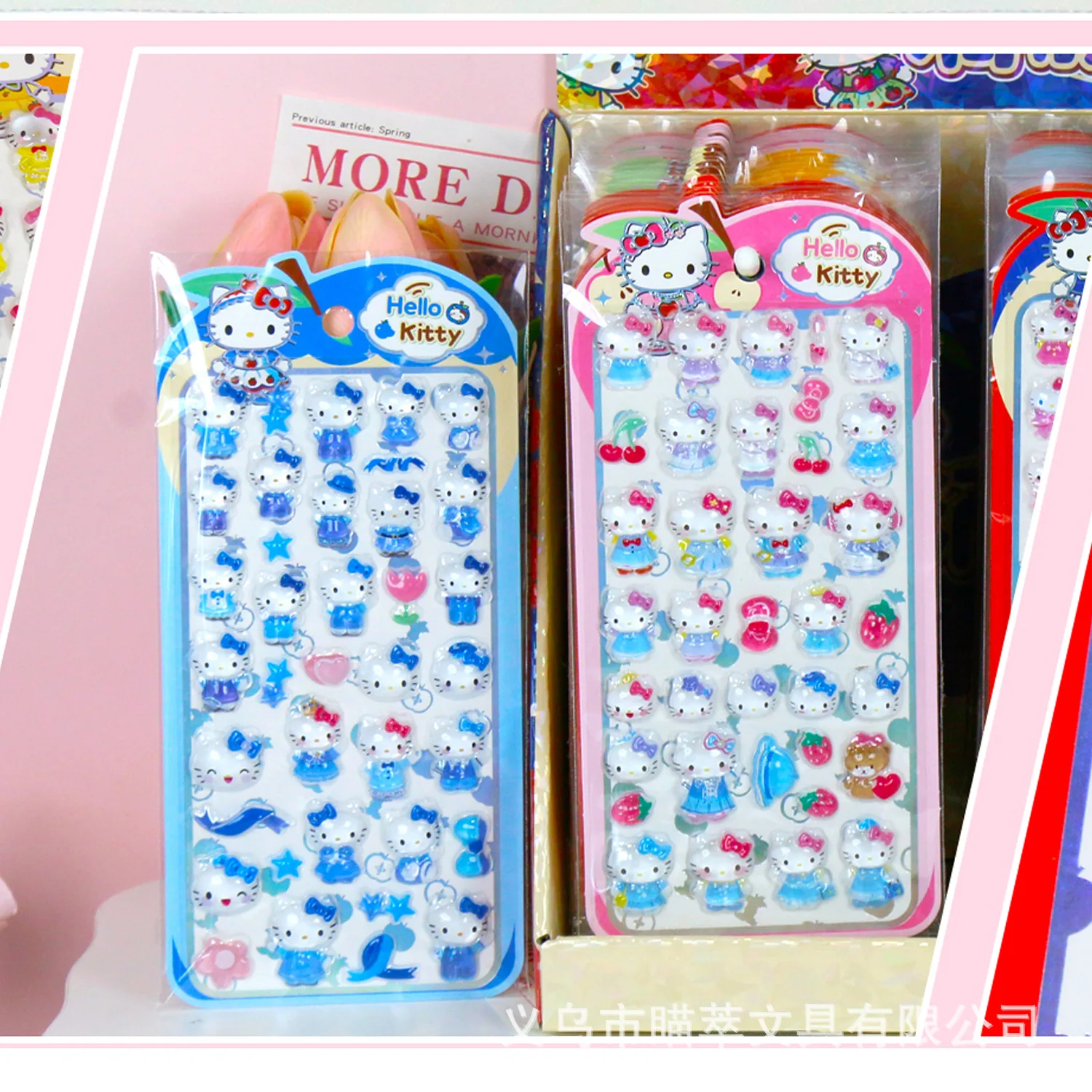 New model Hello Kitty Stickers, 3D Embossed Decals for Notebook Phone Case Photo Album Dairy