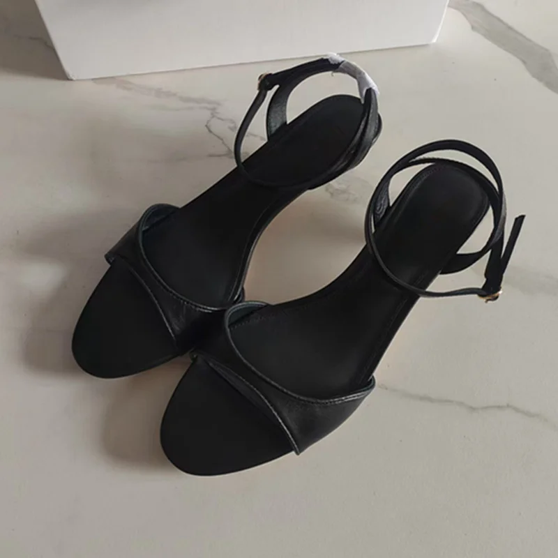 

Jenny&Dave Minimalist Italian Sheepskin Women's Sandals Shoes 2026 Summer Heel Shoes French Elegant Commuting Sandals Women