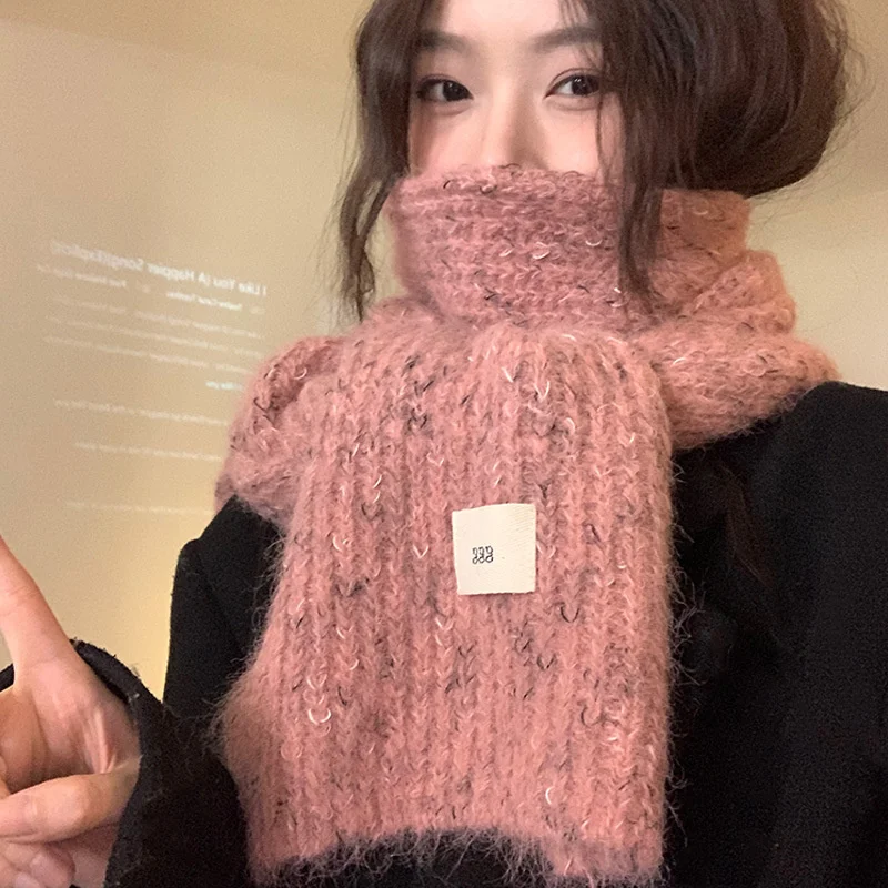 Solid Women\'s Knitted Scarf For Lady Warm Long Scarf For Going Out 2024 Autumn And Winter Scarf bufandas niñas